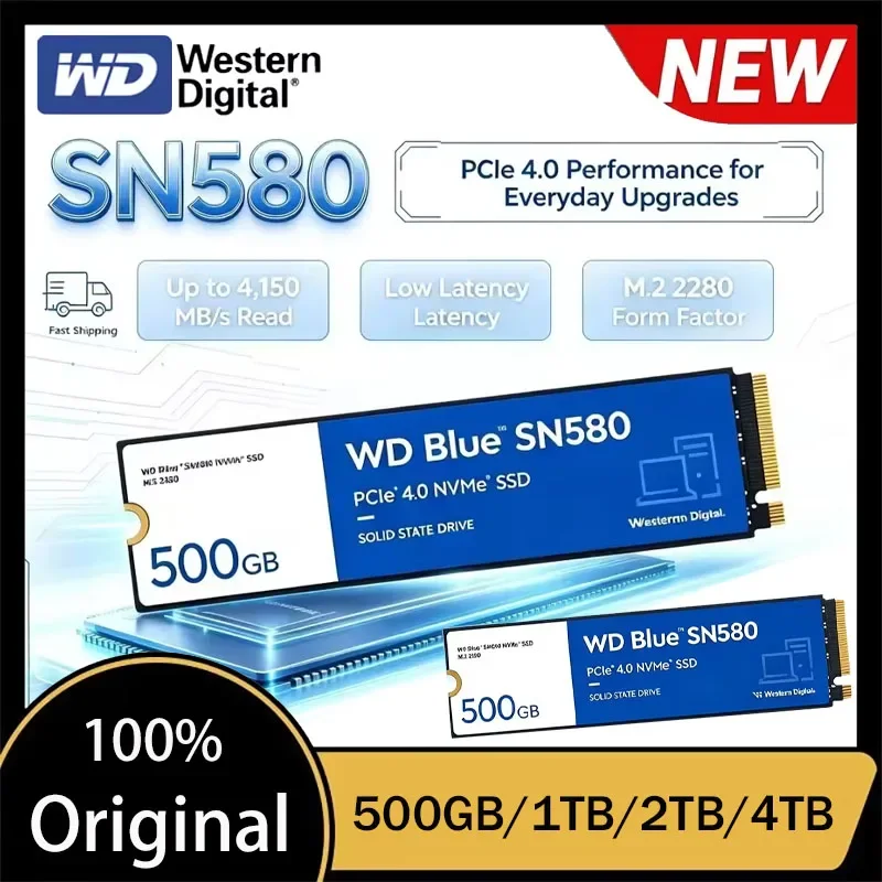 SSD Interno Western Digital WD BLUE SN580 500GB 1TB 2TB NVMe M.2 2280 PCIe4.0