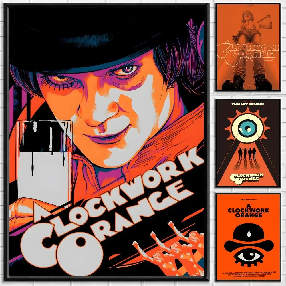 Dystopian Crime Movie A Clockwork Orange Poster Self-adhesive Art Waterproof Paper Sticker Coffee House Bar Room Wall Decor