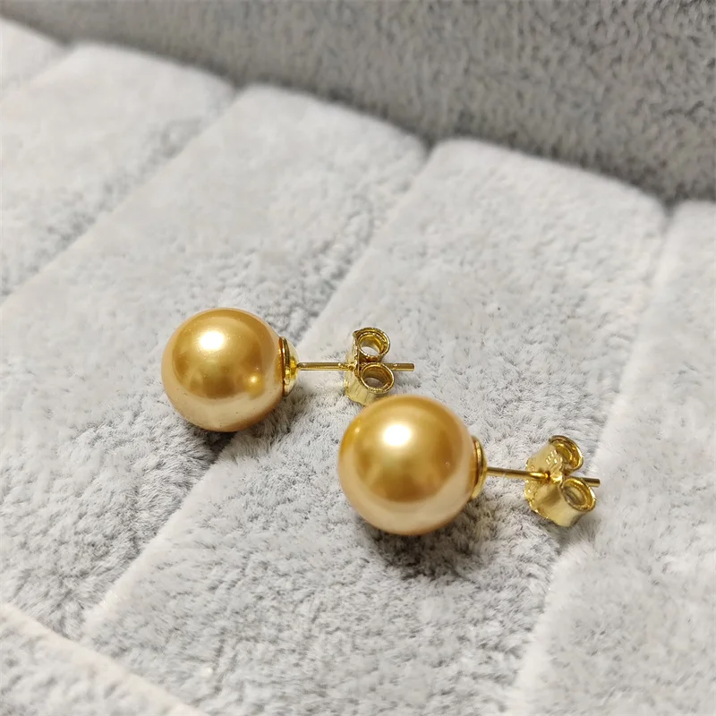 Senlissi-neue Mode 18 Karat Gold Nadel natürliche Süßwasser weiße Perle 4-12mm 925 Sterling Silber Ohr stecker für Damen schmuck – Detail 2