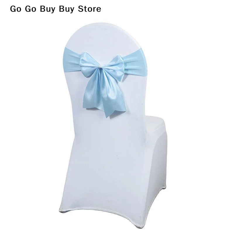 【ST】1 PCS Wedding Decoration Spandex Chair Sash Bands Bow Tie with Glittering Diamond Buckle For Special Events Birthday Party