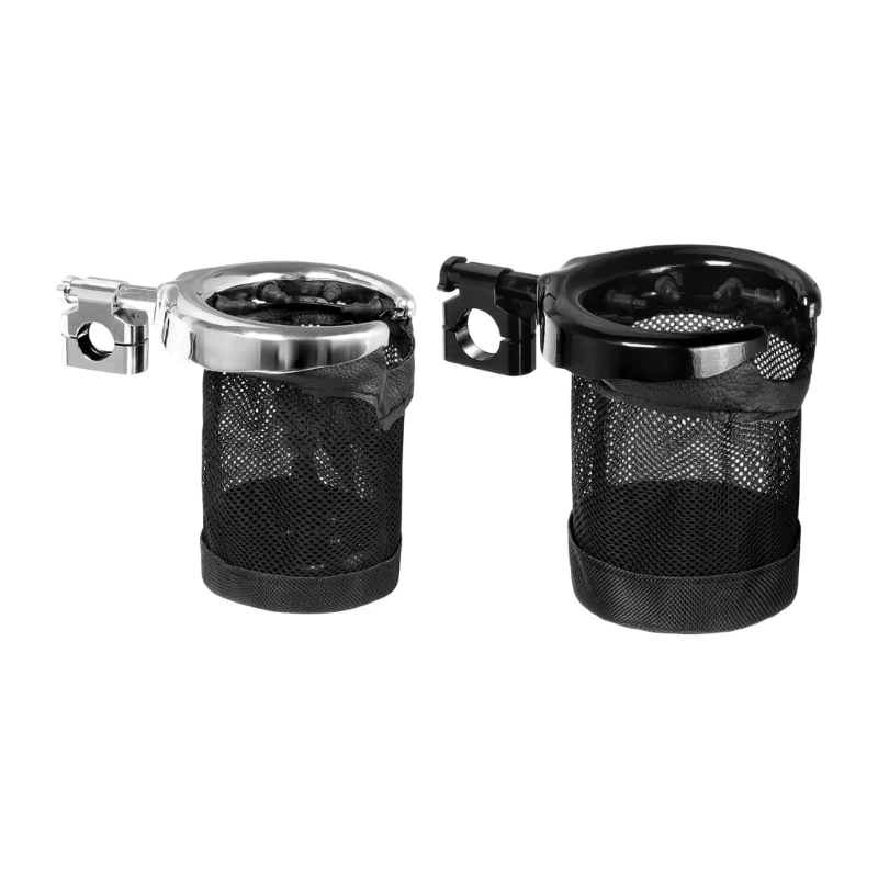 Open Top Motorcycle Cup Mount with Mesh Drain Friendly Body, 25 mm Handlebar Fit for Quick Bottle Access on Trips