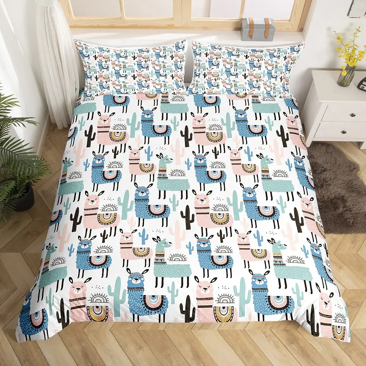 Duvet Cover Kids Teens Gifts Cute Cartoon Alpaca Llama Cactus Printing Bedding  Animals Cover Bedroom Decorative Duvet Cover