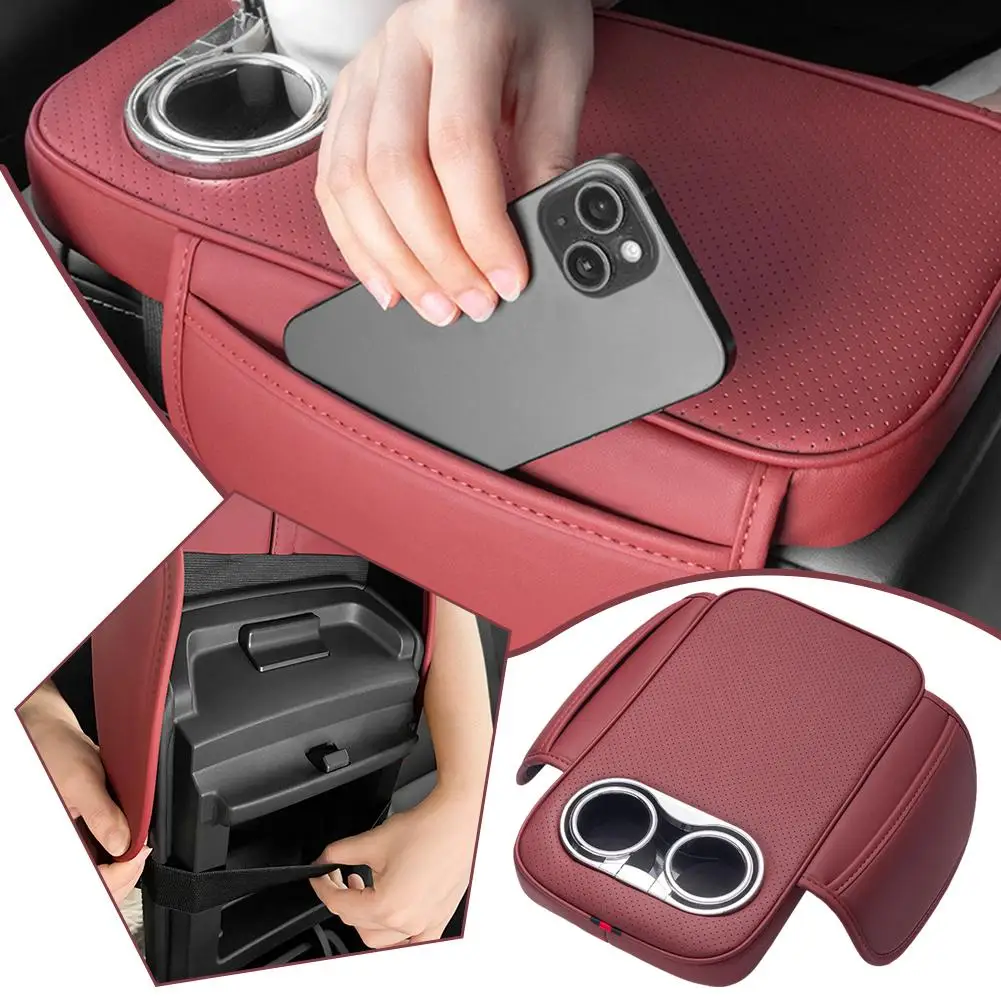 Car Armrest Pad Interior Soft Elbow Rest Cushion With Holder Bag Support Storage Organizer Scratch Elbow Cup Phone Bags Ant J7T2