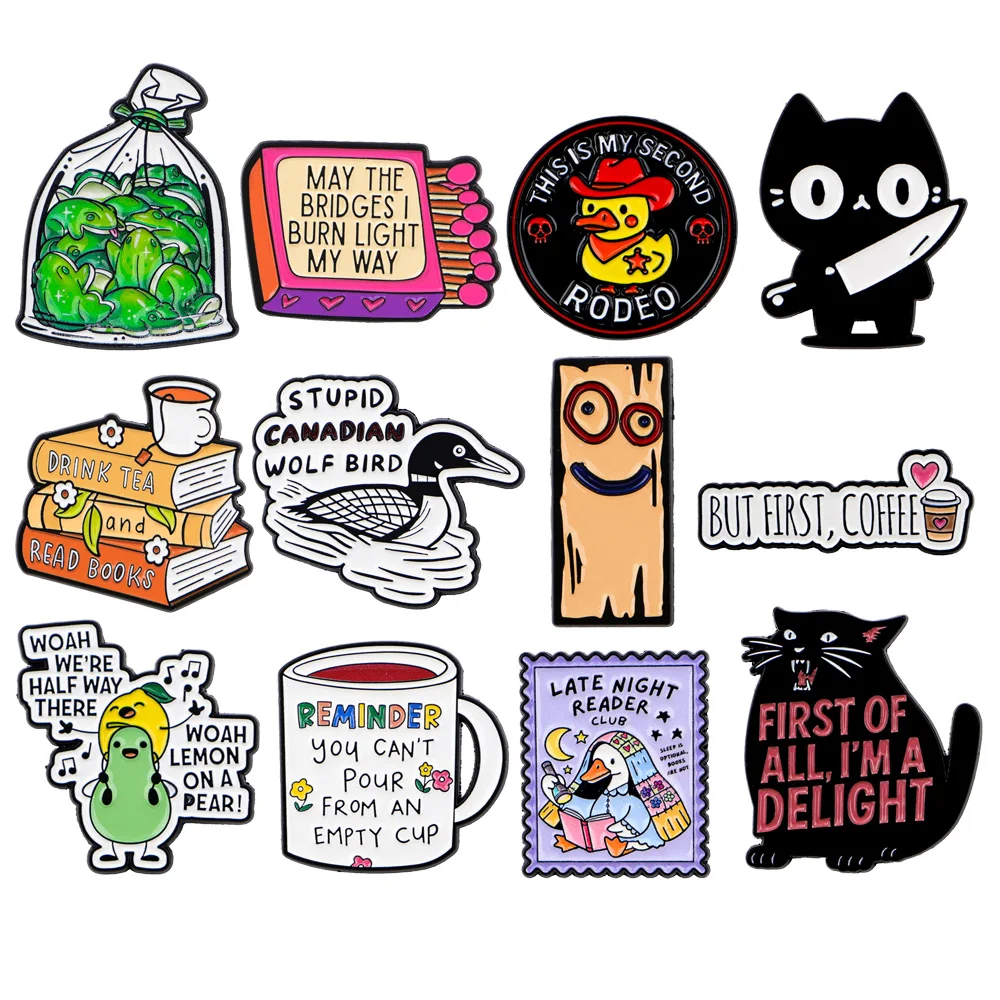 

BUT FIRST,COFFEE Cute Cartoon Enamel Pins Lapel Pins for Backpack Women Men Badges Brooch Accessories for Clothes Jewelry Gift