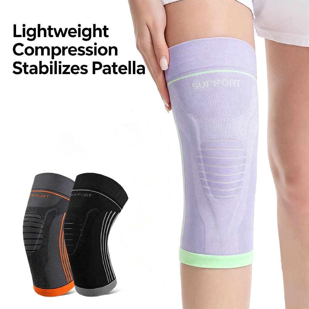 Gel Patella Compression Knee Sleeve for Men Women, Breathable Shock-Absorbing Knee Brace for Running Hiking Basketball Sports