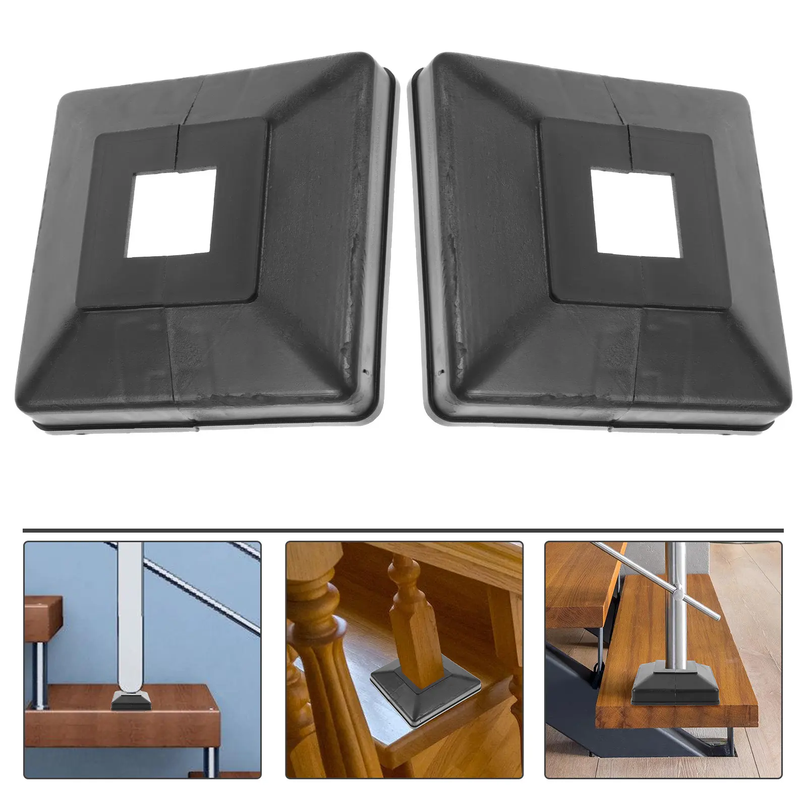 2 Peças de Cobertura Modular Ecológica para Poste de Corrimão, para Deck Externo, Varanda, Escada, Poste de Cerca, com Saia Decorativa