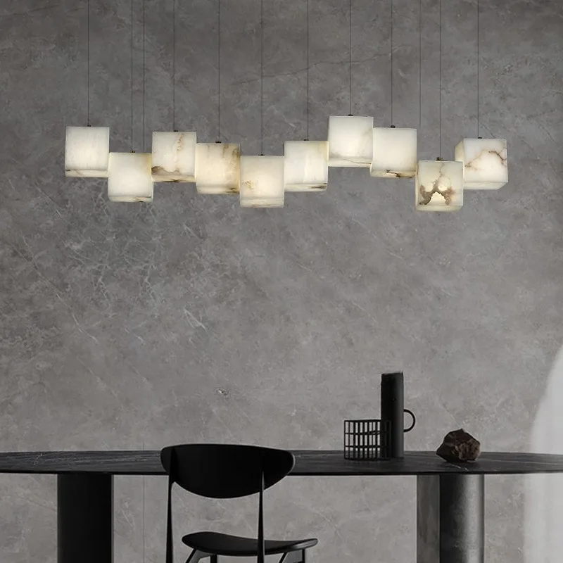 Light luxury marble all-copper restaurant chandelier simple designer