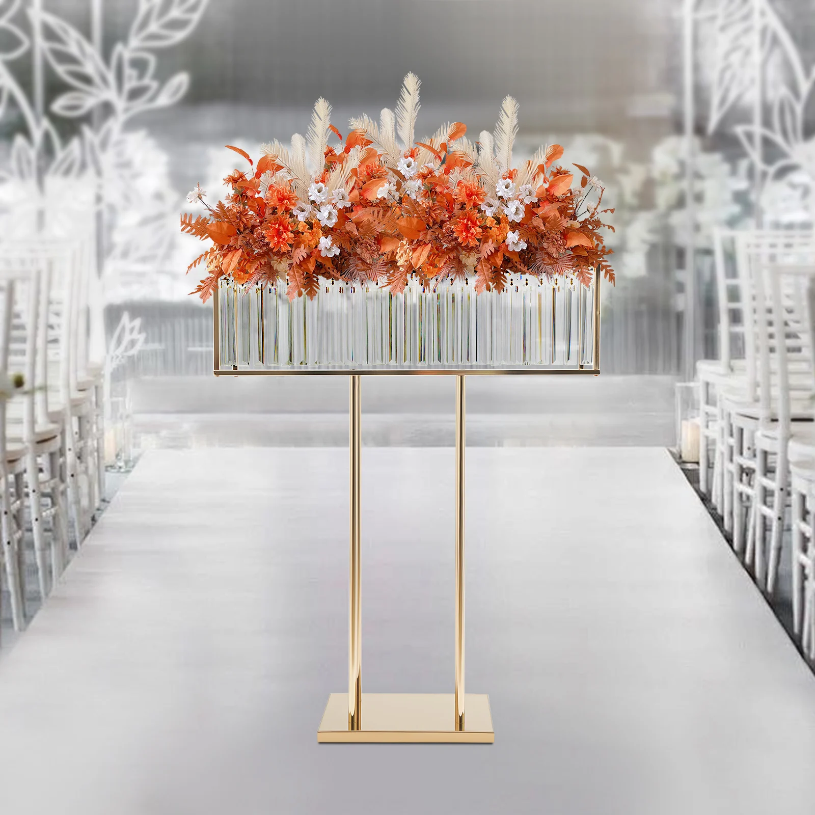 

Acrylic Gold Crystal Flower Rack Metal Base Bracket, Suitable for Wedding, Party, Event, Home Decoration, Romantic and Beautiful