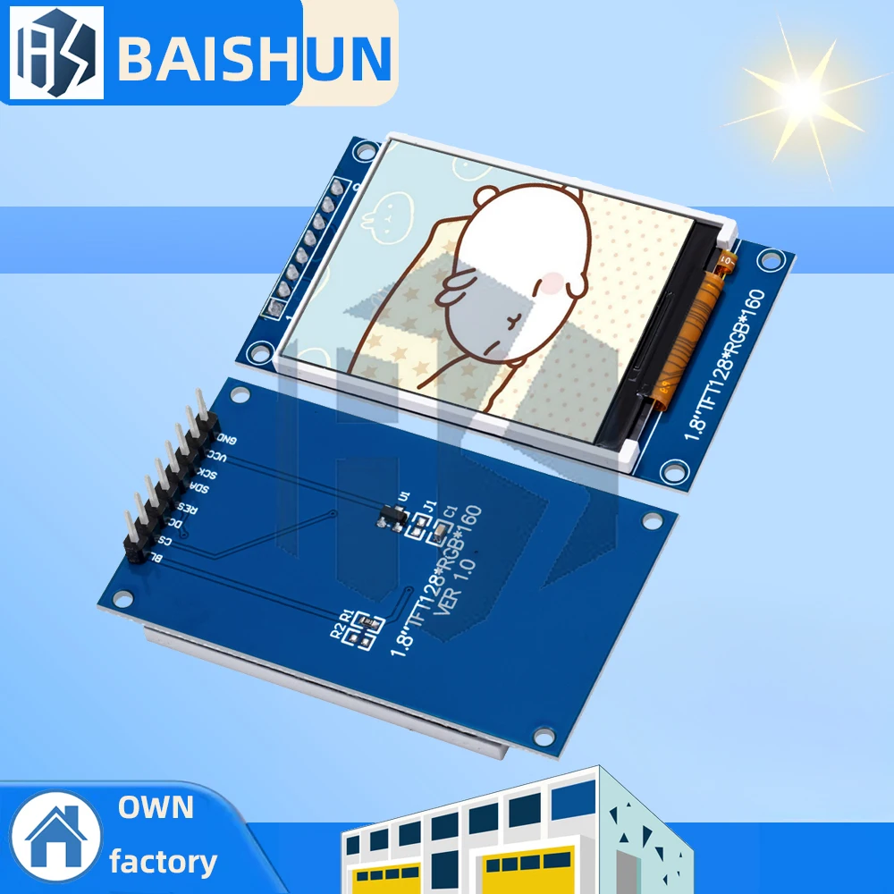 Módulo de exibição SPI serial TFT 128x160 de 1,8 polegadas tela colorida grande angular azul