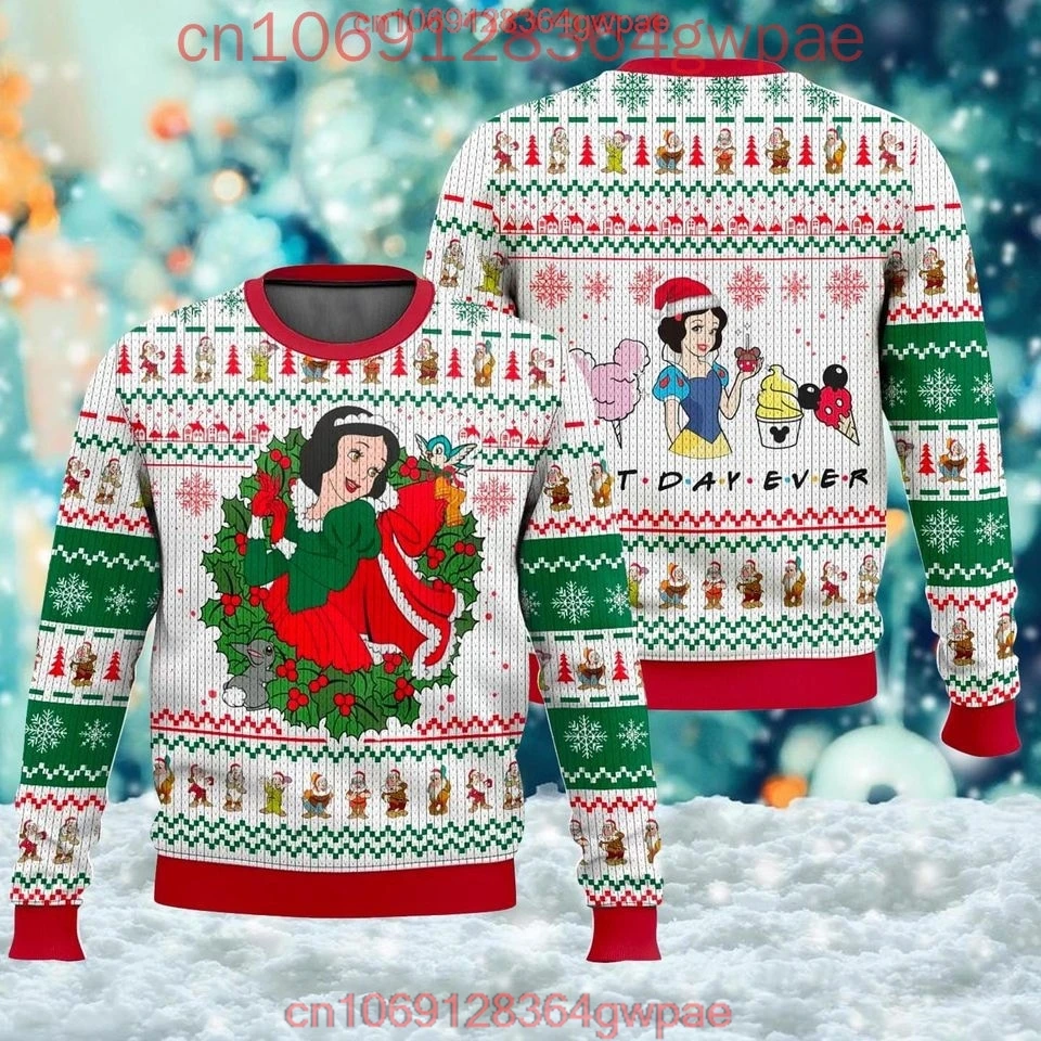 Snow White And 7 Dwarfs Christmas Sweater Men's Women's 3d Print Ugly Sweater Disney Princess Ugly Christmas Sweater Tops