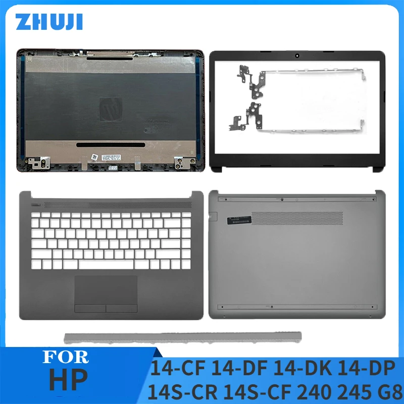 

For HP 14-CF 14-DF 14-DK 14-DP 14S-CR 14S-CF 240 245 G8 Laptop LCD Back Cover Front Bezel Palmrest Bottom Case Hinges Cover Gray