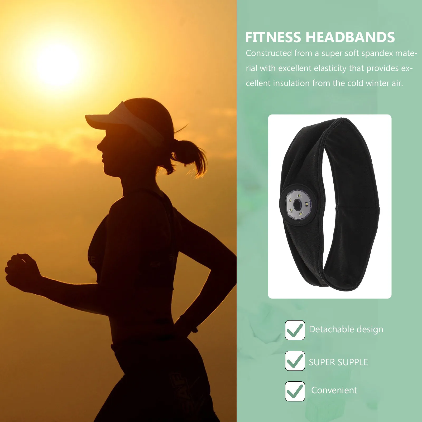 

2 шт. светодиодные спортивные повязки на голову с USB-зарядкой, фонарики-налобники, эластичные повязки для бега, фитнеса, йоги, унисекс, для тренировок на открытом воздухе