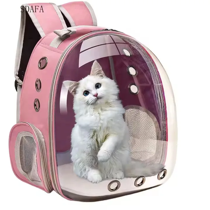 Capsule Transparent Outdoor Portable Pet Travel Transport Carrier Bag Dog Tote Backpack Large Capacity Oxford Zipper  Cat Bag