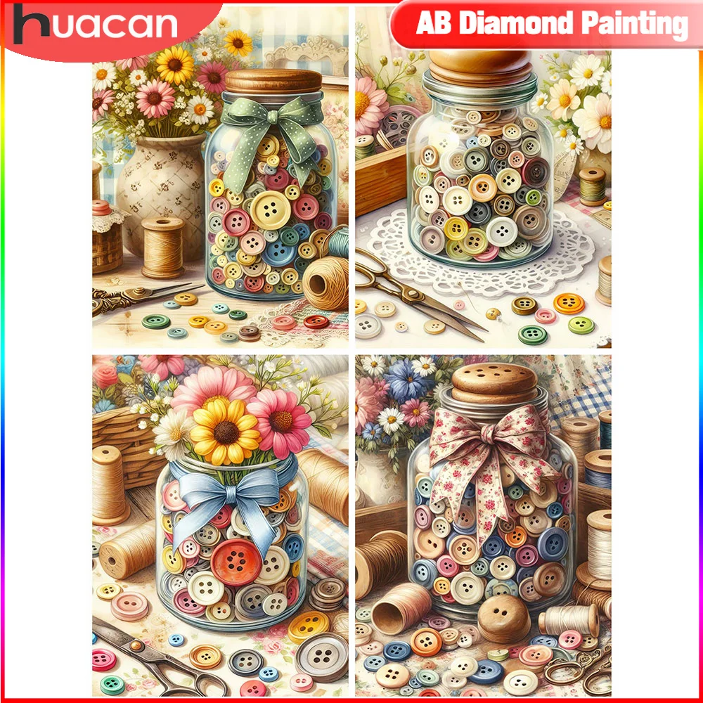 HUACAN Diamond Painting Button Cross Stitch Embroidery Bottle Picture Rhinestones Mosaic Cartoon New Arrival Handmade Gift