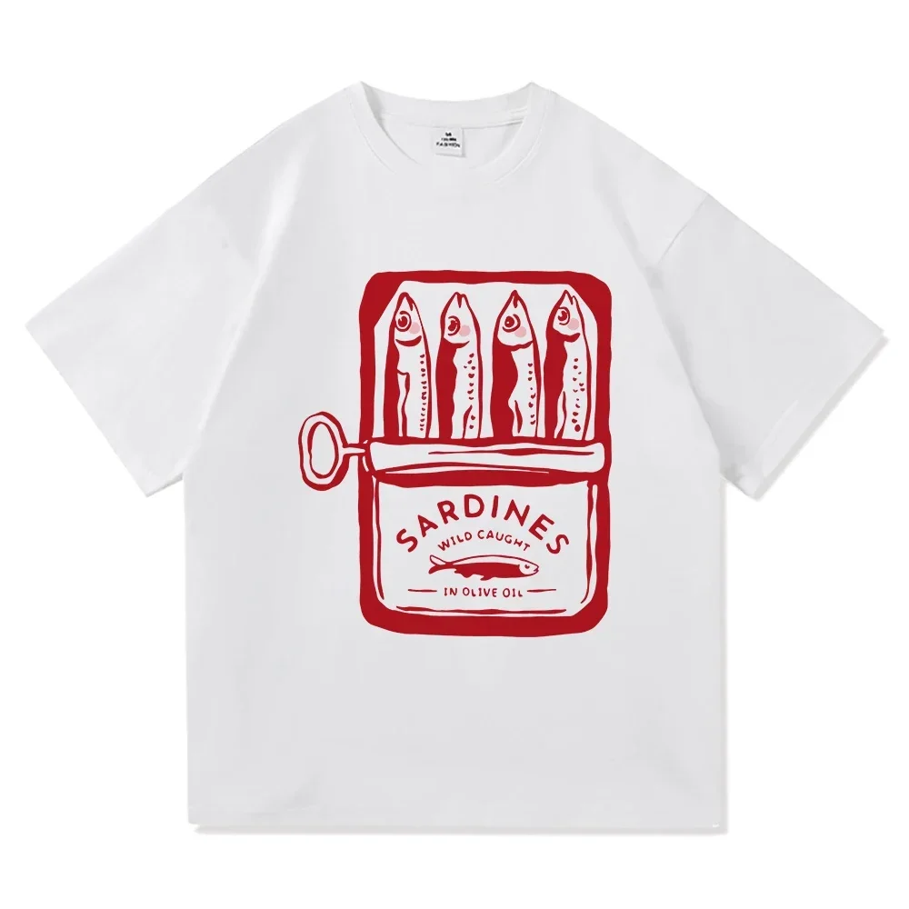 Camiseta de sardina ropa de moda para mujer ropa Retro Harajuku de alta calida camisetas de pescador de mar y océano