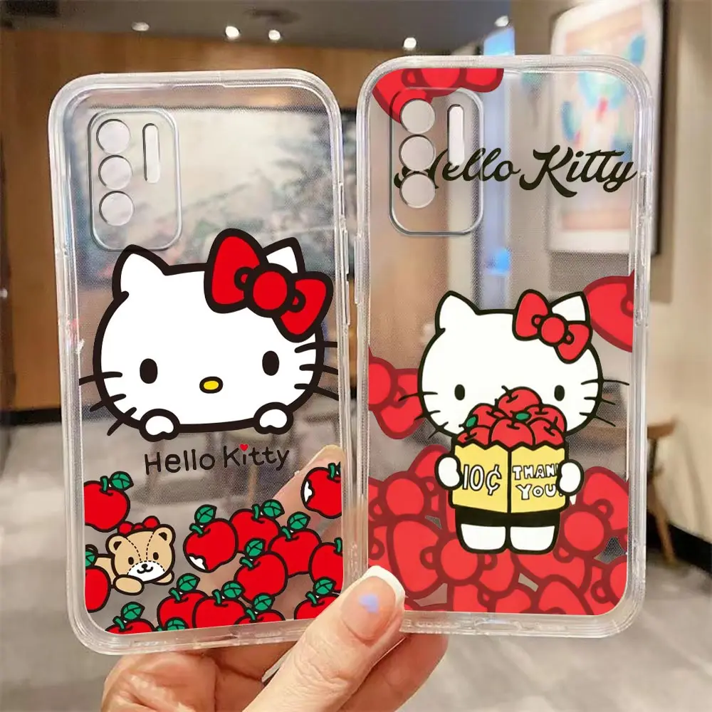 Clear Phone Case For OPPO A98 A96 A95 A94 A78 A74 A73 A58 A55 A54 A31 A17 A16 A16E A15 A9 A5 Case Shell Cartoon Hello Kitty Cat