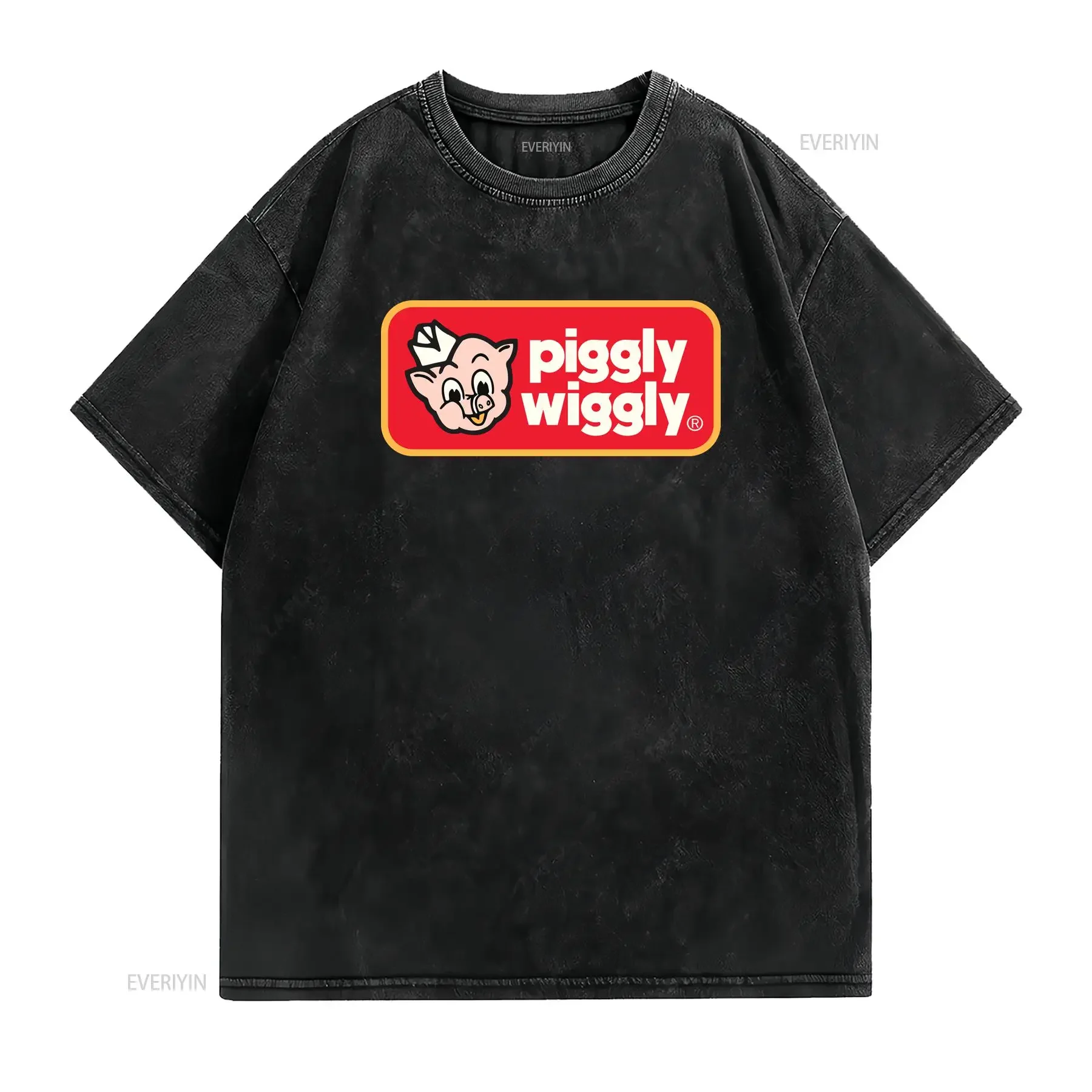 Piggly Wiggly Logo T Shirt Funny Size S to 5XL vintage Washed Top For Everyday Wear streetwear fashion Breathable Versatile