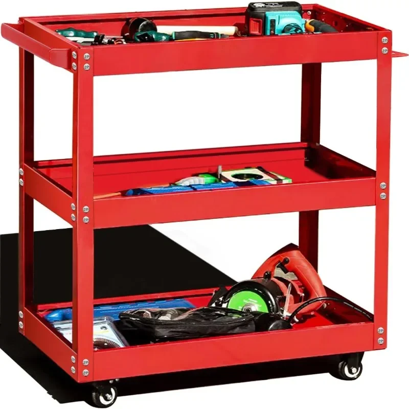 

Tool Cart on Wheels, 3 Tier Rolling Mechanic Tool Cart, Heavy Duty Steel Utility Cart W/Lockable Wheels, 450 LBS Capacity