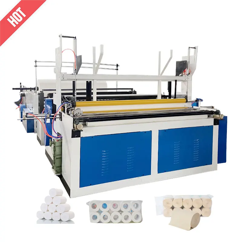 Customized Automatic PLC Controlled Pump & Gearbox Jumbo Roll Paper Roll Rewinding Machine For Toilet Tissue Production