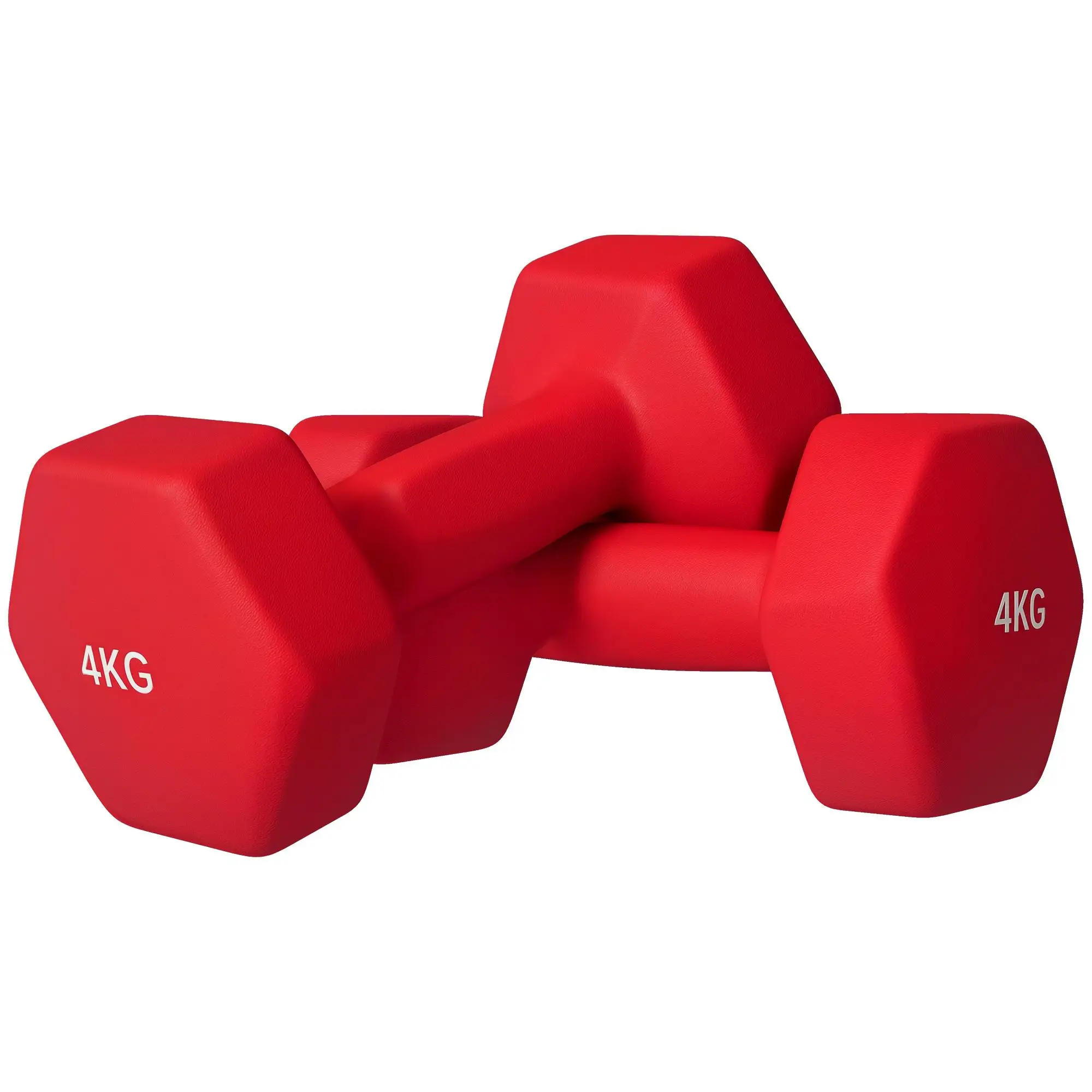 Haltères hexagonaux SPORT NOW 2x4kg avec poignée antidérapante, 19x9x9cm Rouge pour la maison
