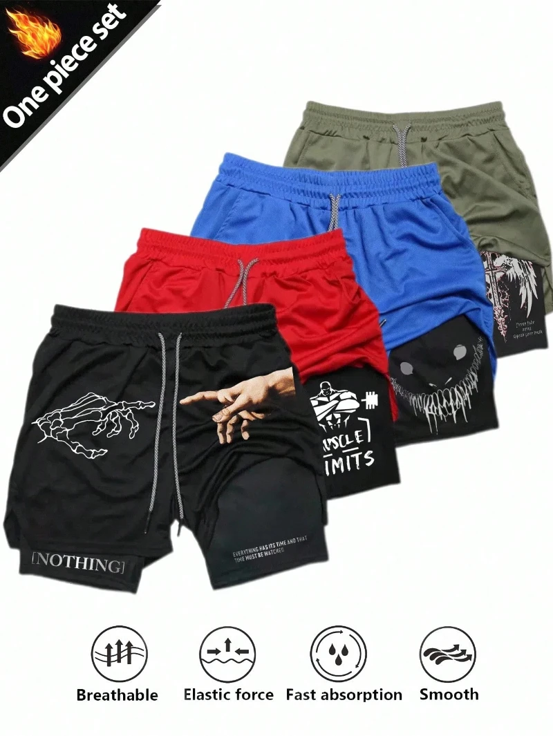 

Sport Corelite Men's Drawstring Waist 2 in 1 Sports Shorts Tie Front Track Athletic Shorts Basketball Training Summer Oversized