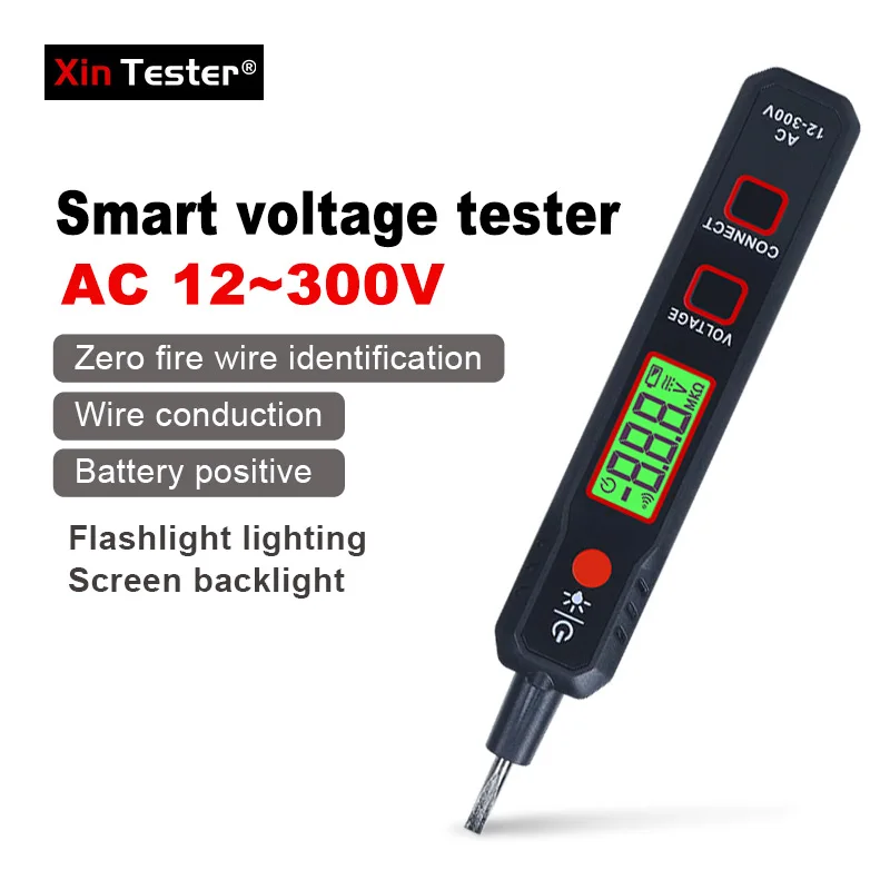 Xin Tester Xt89 tipo Caneta Detector de Tensão sem Contato 300v Retroiluminação Ajustável ac Tensão Lanterna Sensibilidade Tester