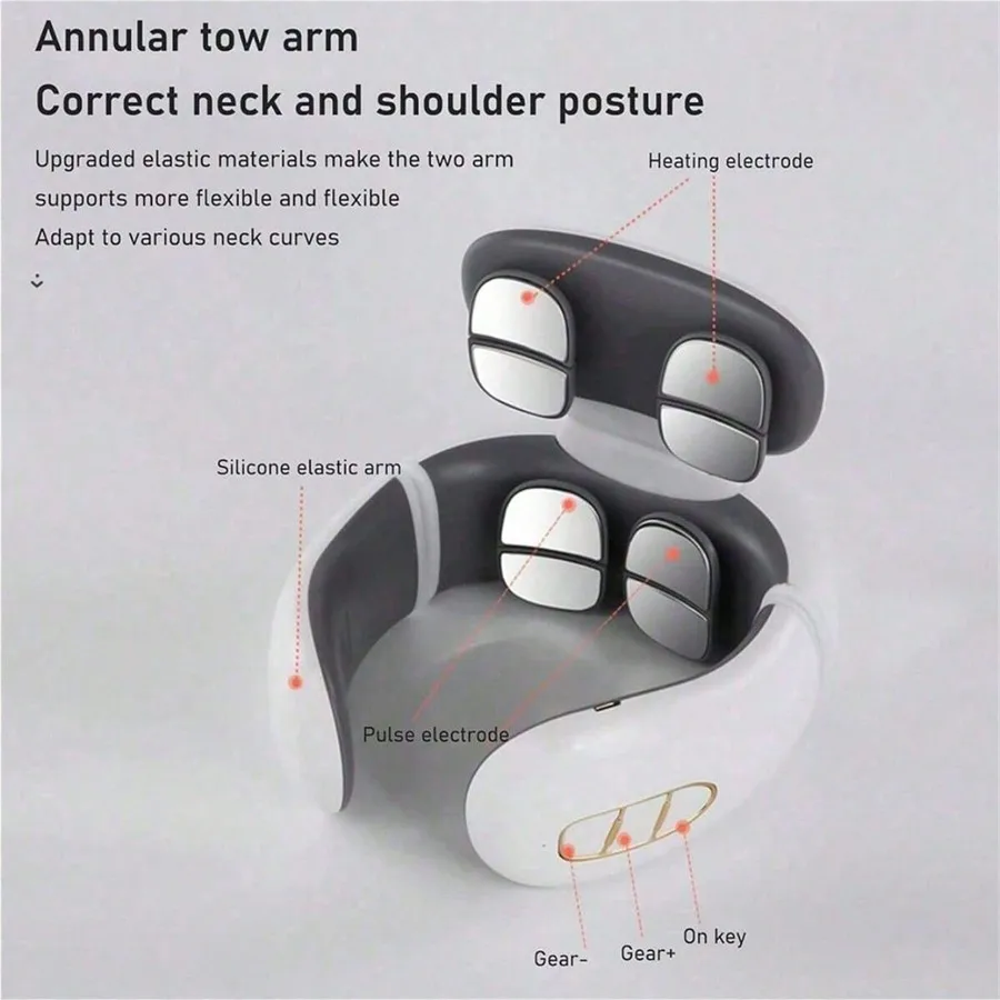 EMS Electric Cervical Spine Massager 6 Models 9 Gears Neck Shoulder Massage Vertebra Relax Automatic Heating Rechargeable