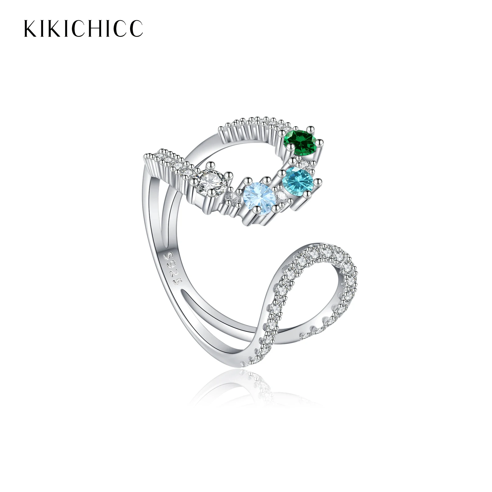 

KIKICHICC Women 925 Sterling Silver Irregular Colorful Zircon CZ Ring Luxury 2025 New Design Party Rock Punk Jewelry Gift