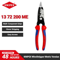 KNIPEX 13 72 200 ME Electrician's Plier 7.8-Inch Multicomponent Sleeves Plier Secure Holding Large Capacity Range Easy Operation