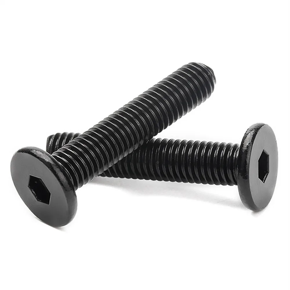 10pcs/lot CM Black Stainless Steel Hex Hexagon Socket Ultra Thin Super Low Flat Head Allen Cap Screw Bolt M2 M2.5 M3 M4 M5 M6