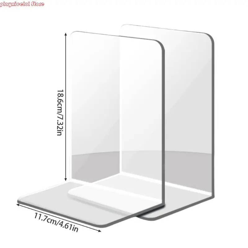 

E8BA 8 PCS CLEAR BOOKENDS Держатели книги полки книги стопперы L-формированные книги декоративные книги книги
