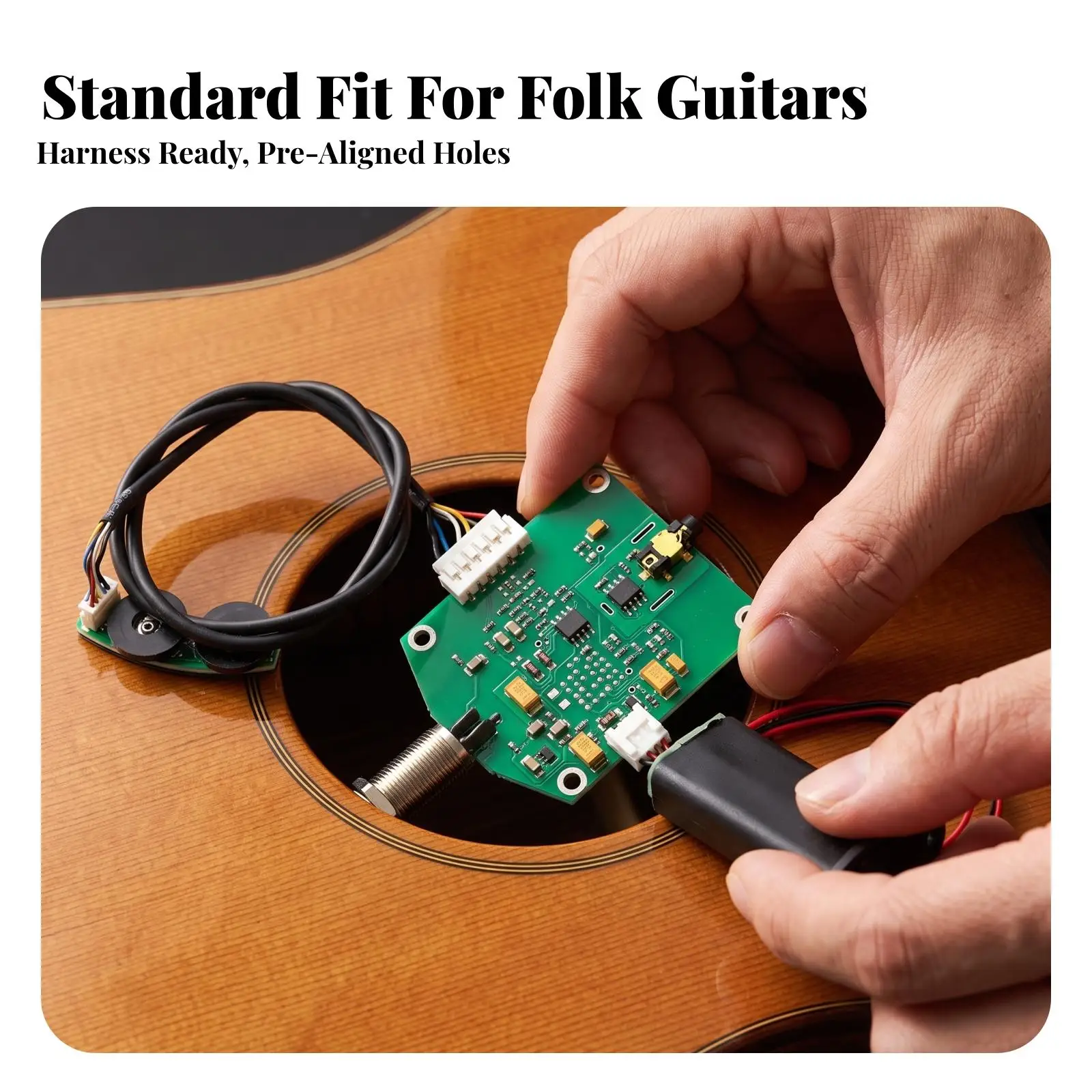 Acoustic Pickup with Strap Pin Jack | Lightweight Low-Profile Design, Pre-Wired, Guitar Pickup Assembly