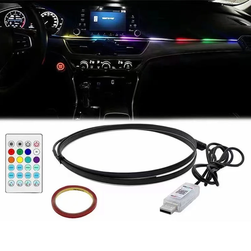 

Car Fiber Optic Cool Light RGB Atmosphere Lamp Central Control Phantom APP Acrylic Sound Control Music Sole Atmosphere Lamp