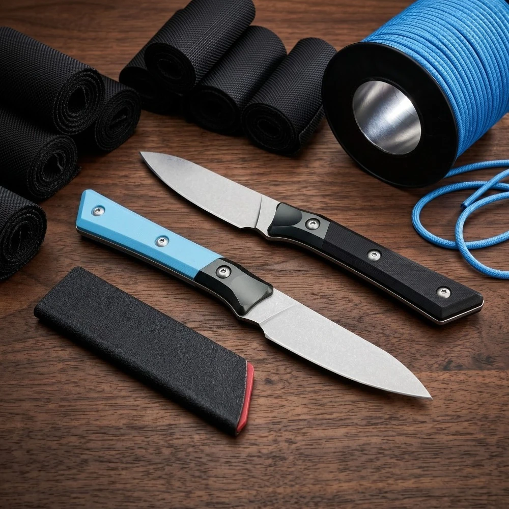 EDC Outdoor Fixed Blade Knife, 3.54 Inch 9Cr13Mov Fixed Blade, Fruit Knife Ergonomic Lightweight Portable Camping Practical Tool