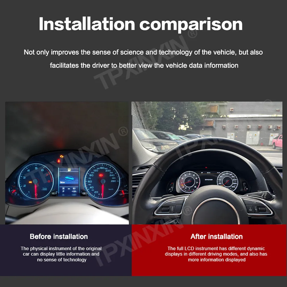 12.3 Inch Digital LCD Cluster For Audi Q5 2009~2018 Carplay LCD Car Dashboard Panel Virtual Instrument No Programming Required