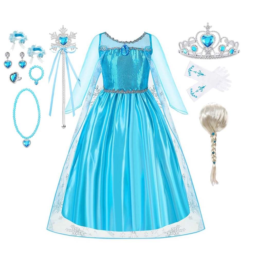 

Blue Snow Queen Elsa Birthday Party Cosplay Costume Fancy Carnival Dress Dress Girls Stage Performance Holiday Dress