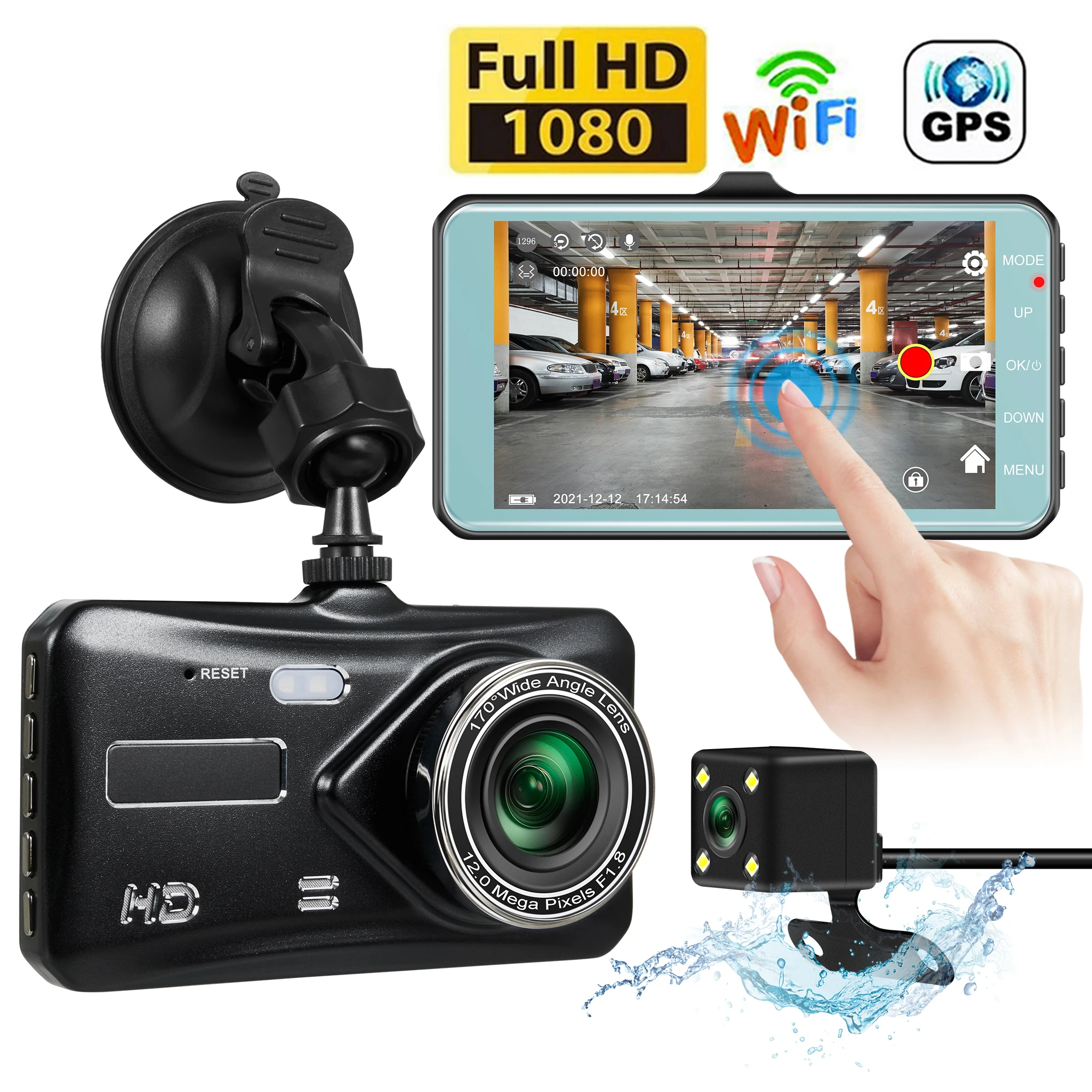 Dash Cam WiFi GPS Full HD 1080P Car DVR Rear View Reverse Car Camera Video Recorder Vehicle Black Box Night Vision Auto Dashcam