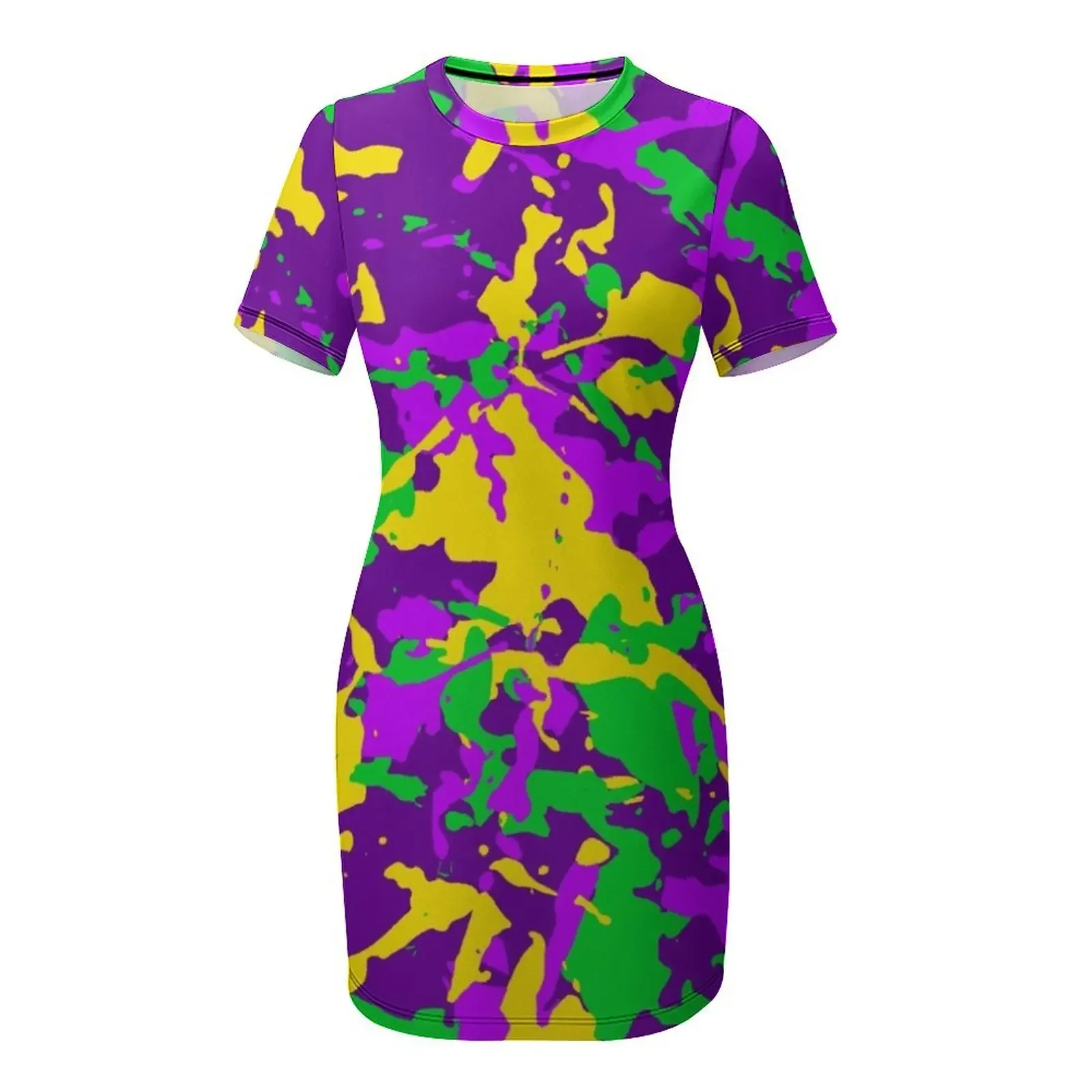 Mardi Gras Cajun Camo Vestido de manga curta vestidos de baile vestido de noite feminino vestido sexy