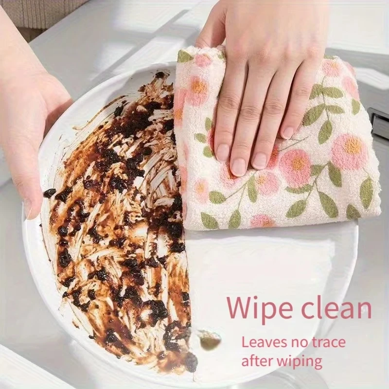 Multi-Purpose Coral Fleece Wipe Cloth Thickened Large Absorbent Wear Resistant Kitchen Dishwashing Table Cleaning For Home Use