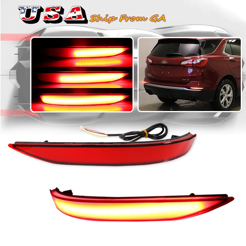 

Светодиодный отражатель заднего бампера для Chevrolet Equinox 2017 2018 2019 2020 2021 2022 Тормозная сигнализация Динамический указатель поворота 12 В