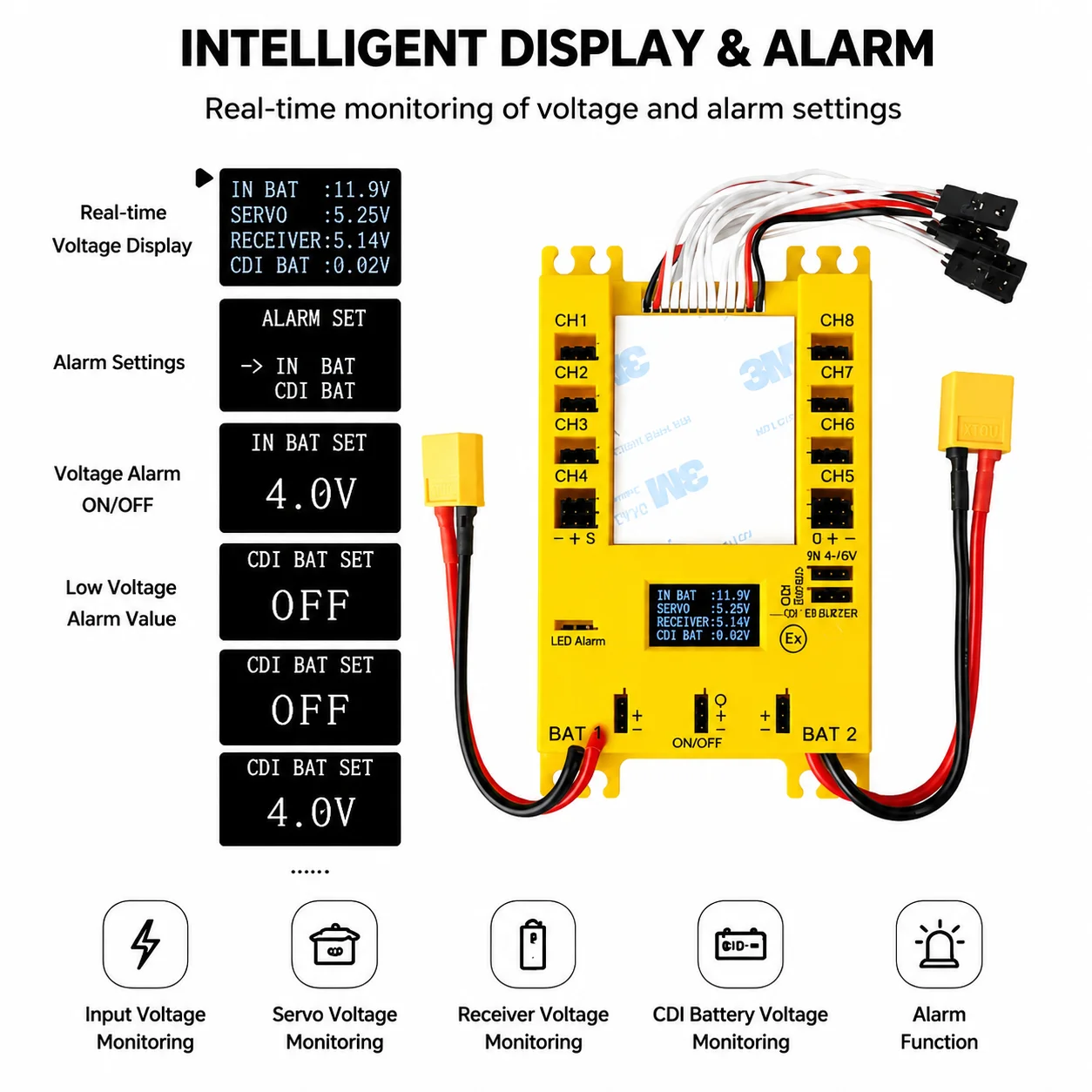 Rccskj Mini Power DP UBEC 4.8-9.7V Servo Section Board w/ Dual Input For RC Model
