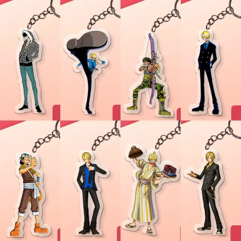 

Anime Cartoons Acrylic Key Buckle for One Piece Trafalgar Law Sanji Usopp Sanji Car Key Pendant Character Peripheral Pendant