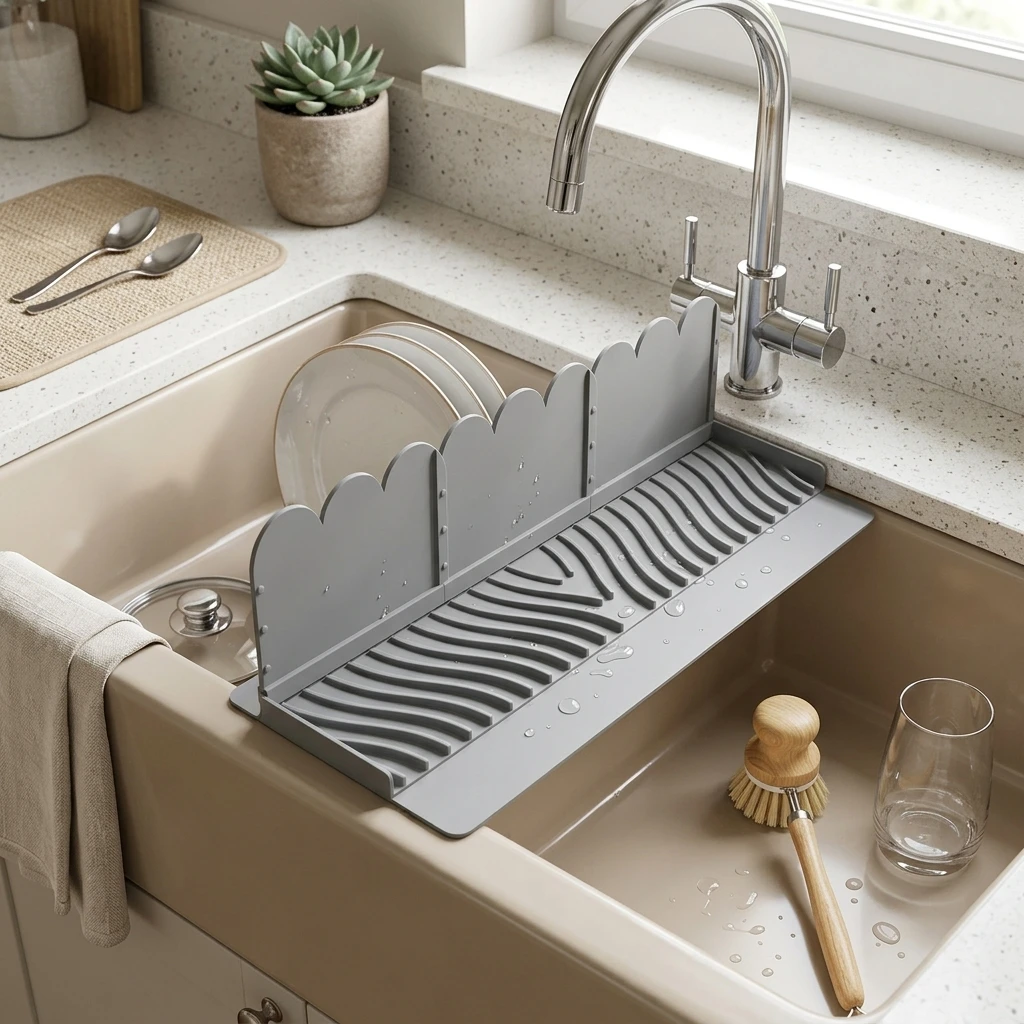 Kitchen Sink High-Density Flexible Plastic Water Baffle Anti Splatter Guard for Kitchen Island RV Apartment Sink