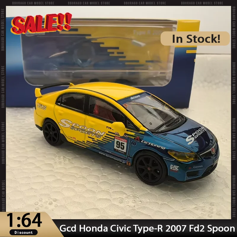 

Новинка в наличии Gcd 1:64 Honda Civic Type-R 2007 Fd2 Spoon Malay Limited Car Alloy Miniature Diecast Honda Ornaments Custom Toy Kid