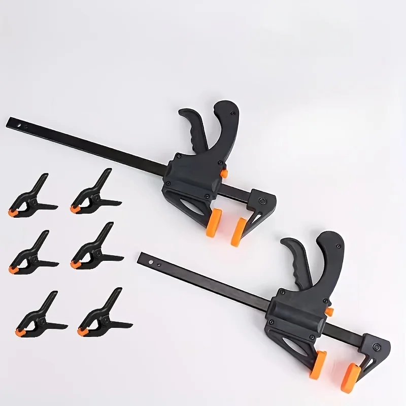 Woodworking 8pcs Set/One-Hand Operation, 2 X 4-Inch Mini Ratchet Clamps with Dual Orange Trigger Handles, Metal Construction
