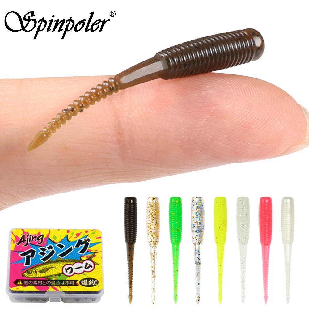 Spinpoler 20 sztuk/pudło Ajing miękka przynęta wędkarska 3.5cm Rockfish TPR Swimbaits Nightlight Worm Ice Jig sztuczne przynęty Bass Tackle