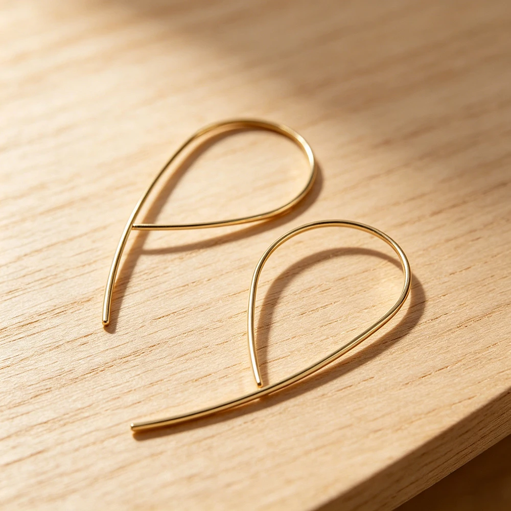 Aros Minimalistas Lineales Tipo Huggie, Chapados en Oro, Geométricos, de Alambre Metálico, para Mujer, Joyería Versátil para Uso Diario, Venta al Por Mayor