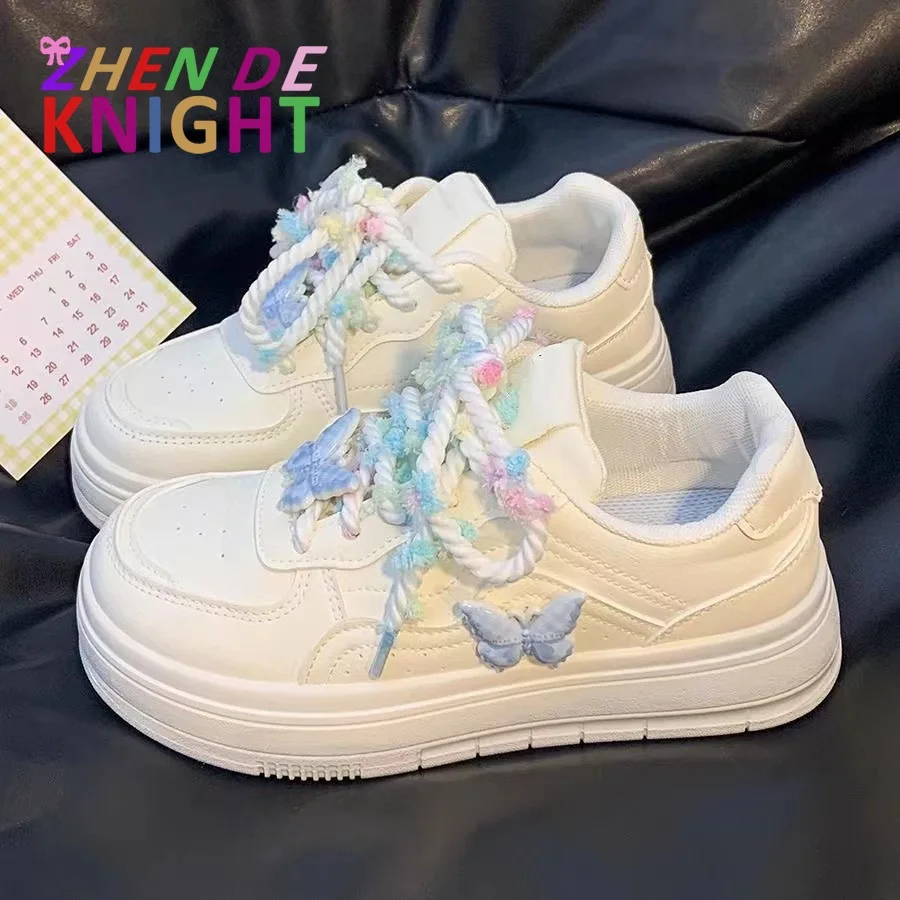

Весенне-осенние детские кроссовки в кампусном стиле для девочек, белые туфли на платформе с декором в виде банта, универсальная модная повседневная обувь