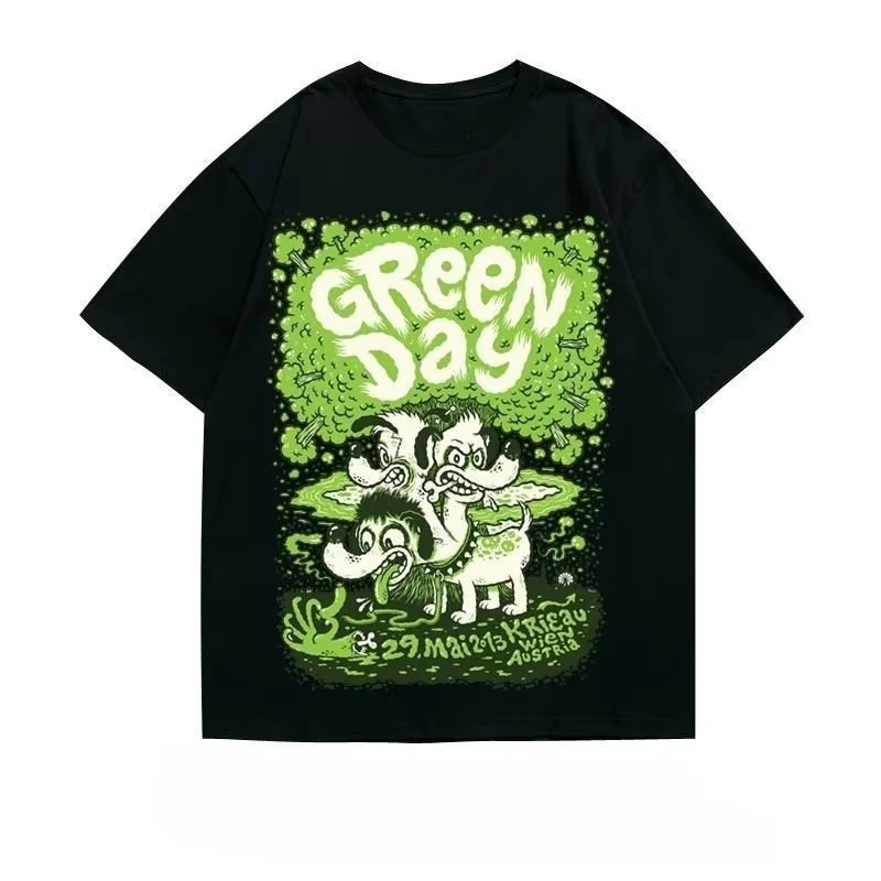 

Green Day Rock American Ins' Heavyweight Drop Shoulder Five-quarter Sleeve 2025 New Pure Cotton Short-sleeved for Men and Women