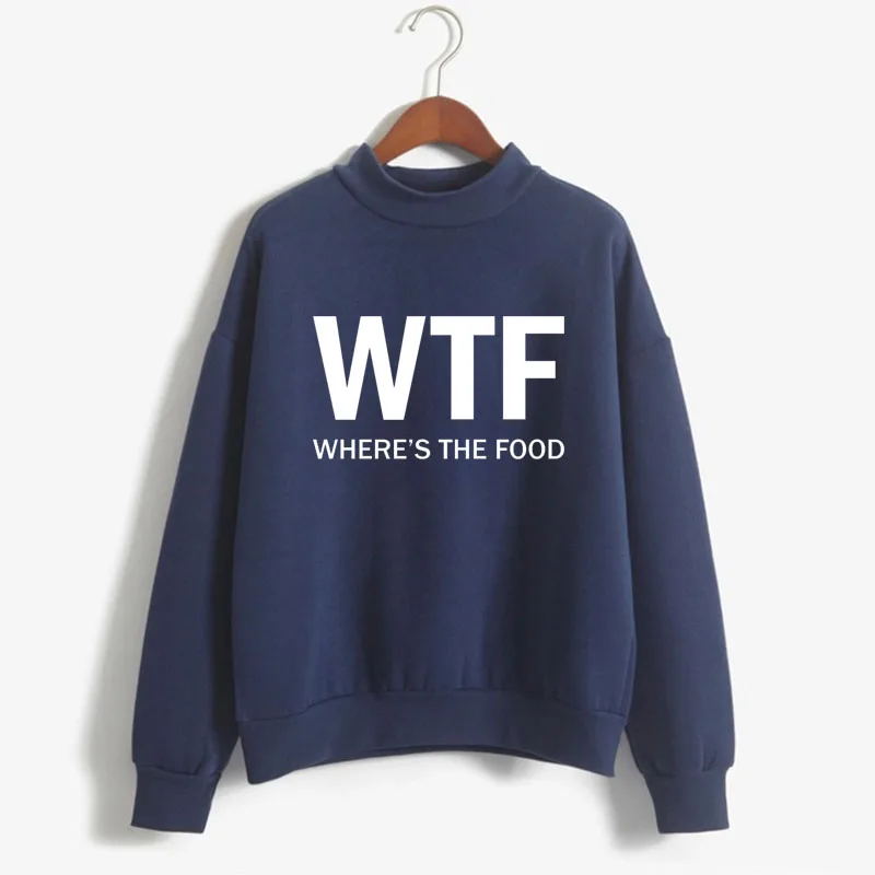 

WTF WHERE'S THE FOOD Print Women Sweatshirt Korean O-neck Knitted Pullover Thick Autumn Winter Candy Color Loose women Clothes